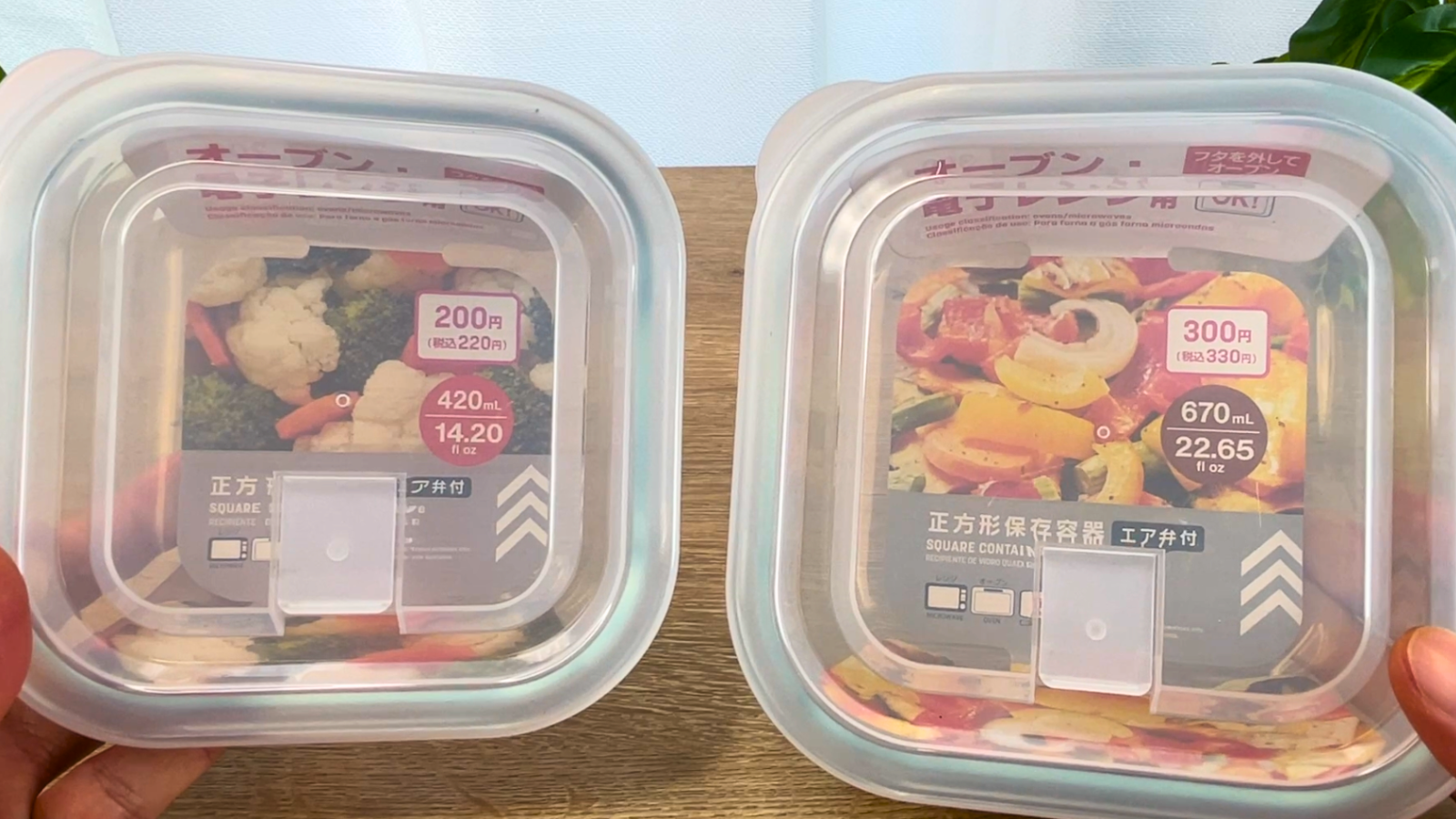 ダイソーの正方形保存容器（エア弁付）